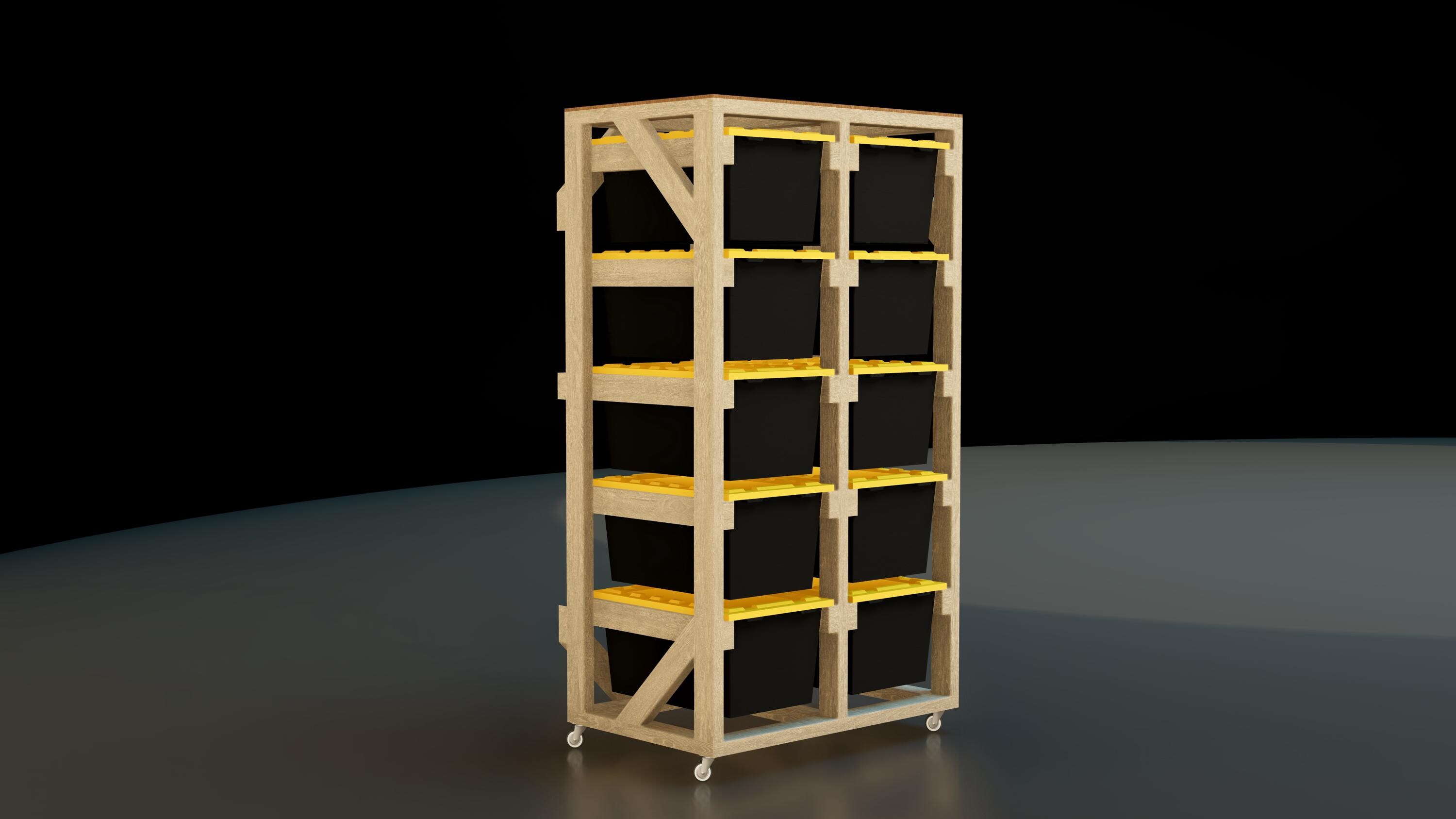 DIY 27-gallon Storage Bin Rack Plan: Rolling Wood Organizer (PDF ...