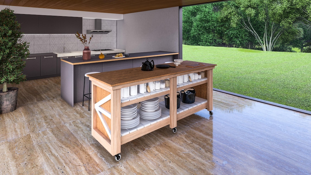 DIY Movable Kitchen Island Plan: Step-by-step Woodworking Guide (PDF ...