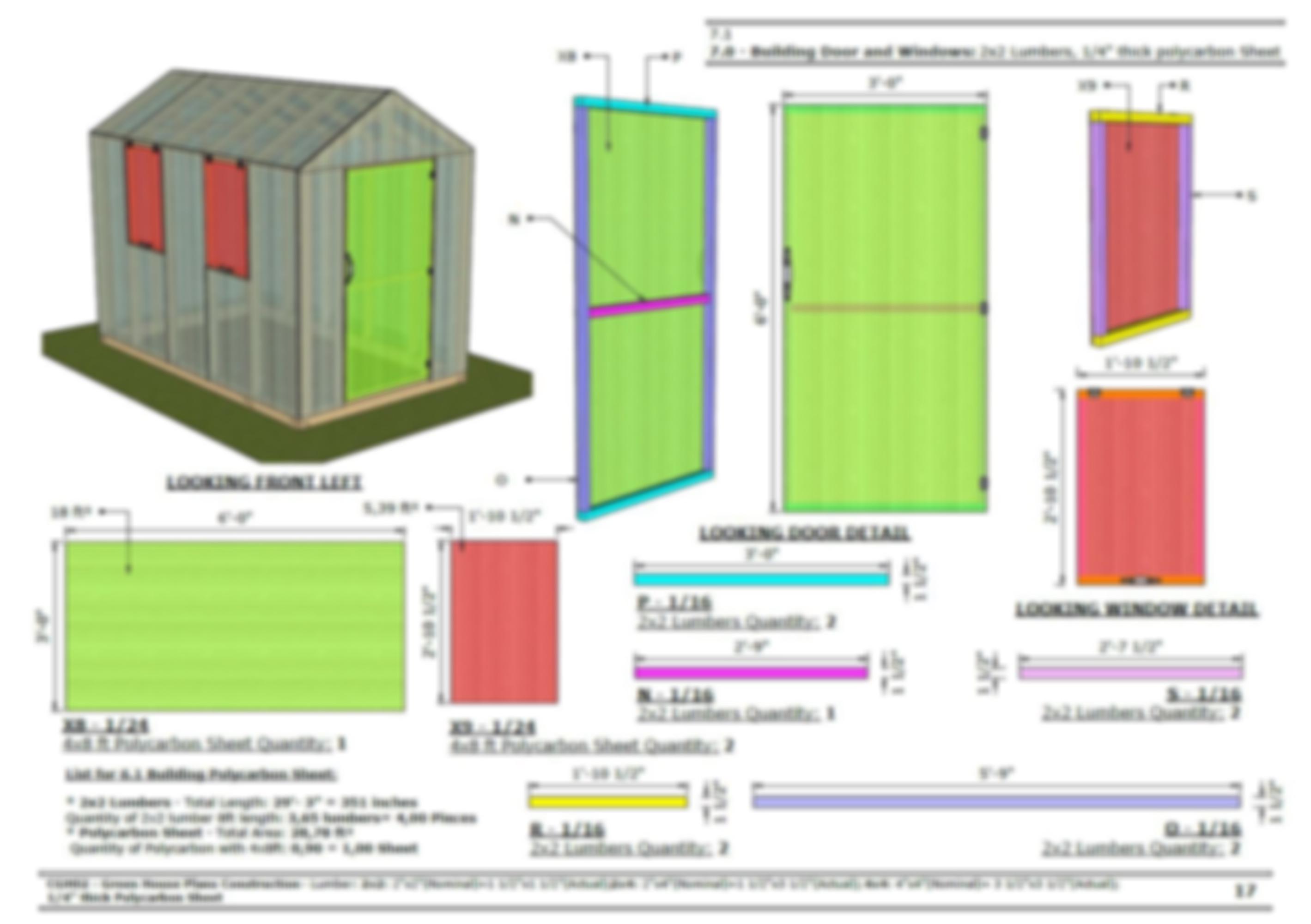 DIY 6x10 Wooden Greenhouse Plans Polycarbonate Panel Structure PDF 