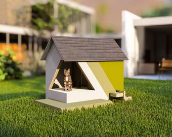 Projeto de casa moderna para gatos faça você mesmo: design elegante e resistente às intempéries (download digital)
