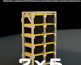 DIY 27-Gallon Storage Bin Rack Plan: Rolling Wood Organizer (PDF Download)