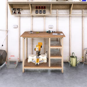 3&#39;10&quot;x2&#39;8&quot; Wooden Workbench Digital Blueprint | DIY Workshop Table Plan | Garage Workbench | Woodworking Bench DIY Plan