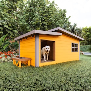 Plan de niche pour chien à faire soi-même 8 x 4 | Téléchargement numérique | Guide de construction étape par étape | Conception résistante aux intempéries, élégante et facile à construire