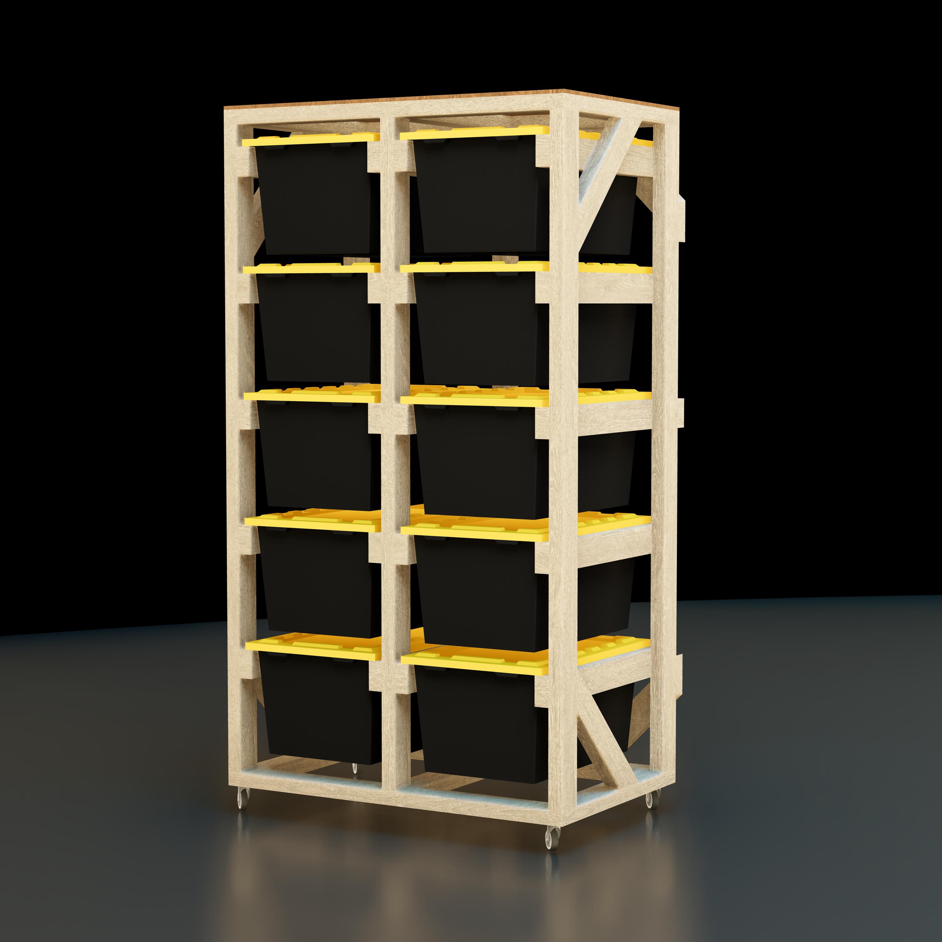 DIY 38-gallon Storage Bin Rack Plan: Garage & Workshop Organizer