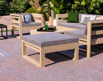 DIY Modular Patio Pouf Plans: Wooden Outdoor Ottoman (Digital Download)