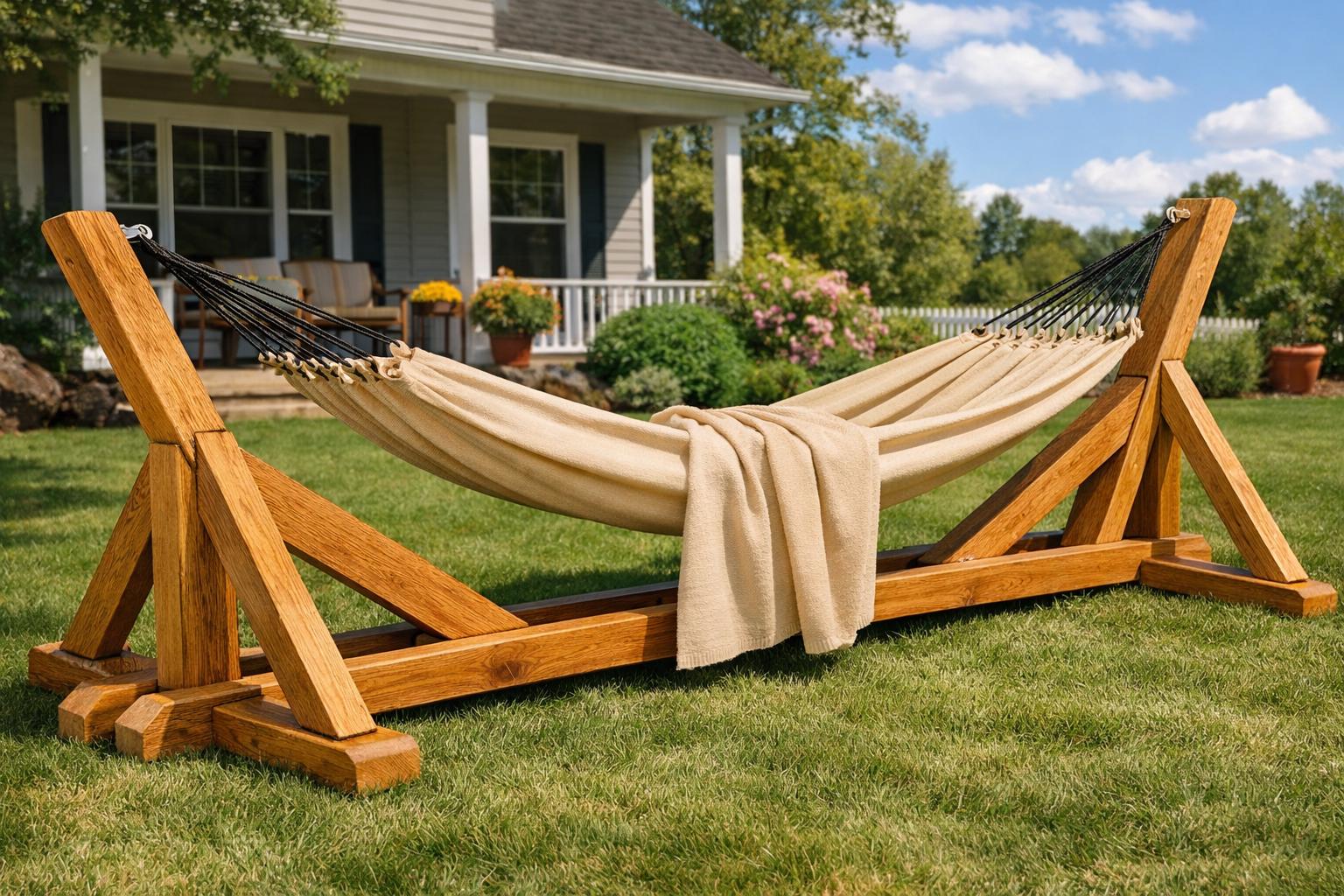 Rustic Hammock Wooden Hammock Stand Plans – DIY Outdoor Hammock Frame – Rustic Garden ...