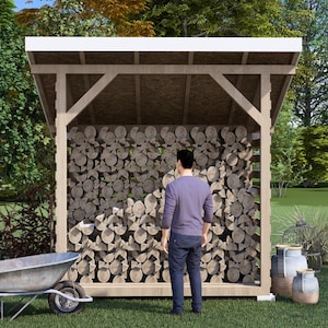8x5 DIY Woodshed Plans PDF - Step by Step  Build Guide - Firewood Shed Plans - Sturdy and Easy Build Wood Storage