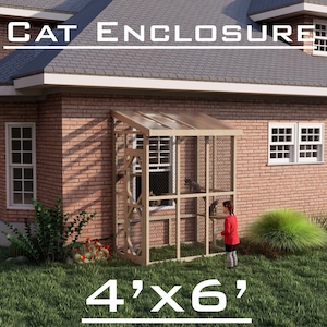 10x15cm Outdoor Katzengehege Pläne - DIY Cato Holzrahmen - Sichere Katzen Terrasse PDF Bauplan