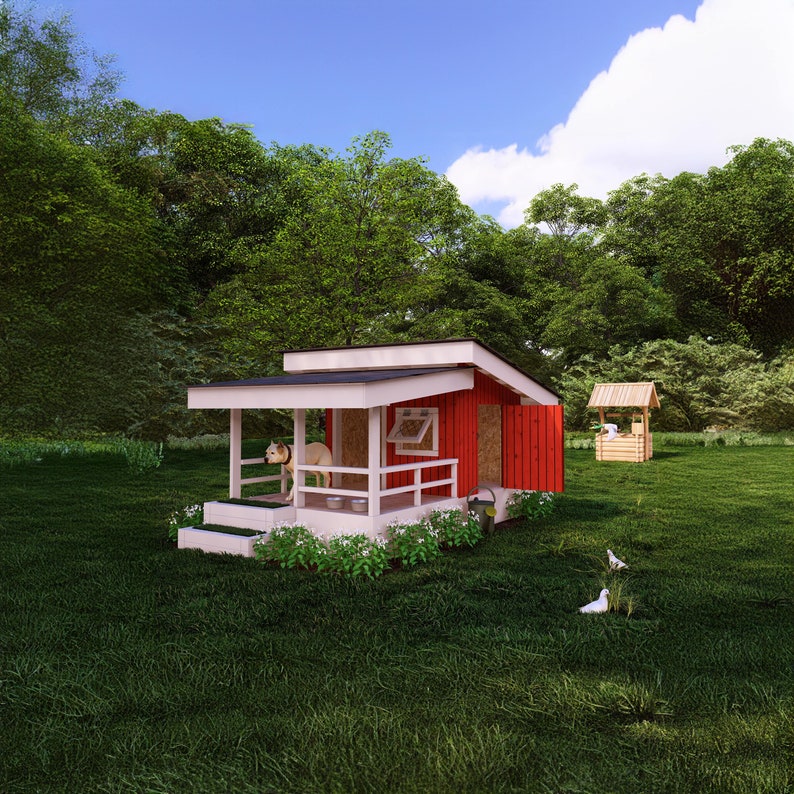 Stunning Freestanding Dog Shelter Plans image
