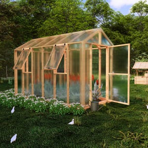 DIY Greenhouse Plans, 6x12 Polycarbonate Garden Shed, Sturdy Wooden Frame, Ventilated Design, Extend Your Growing Season, Grow Plants Easily