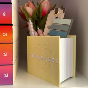 Porta-marcadores de livros em formato de livro, organizador de marcadores de livros