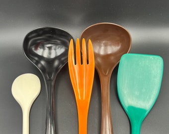 Melamine cooking utensils individual pieces. ladle, spatula, spoon, Your Choice. made in USA. 1970s