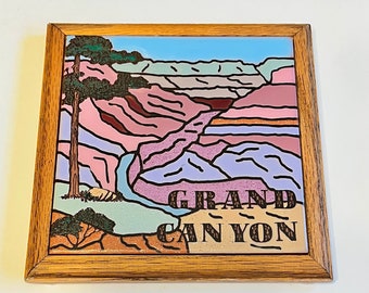 Grand Canyon framed tile or trivet. Fiesta Tiles. 1983