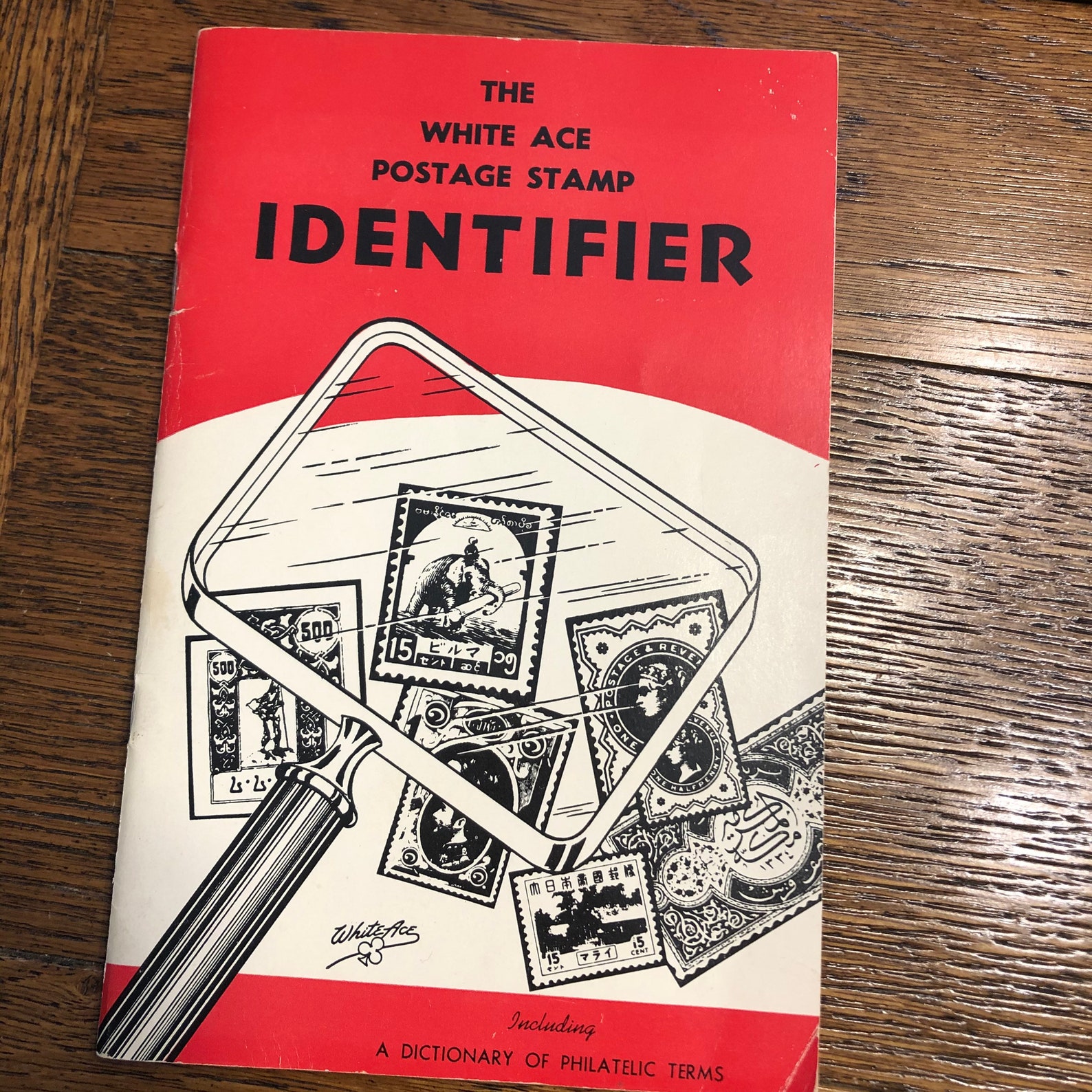 White Ace Postage Stamp Identifier with Dictionary of Etsy