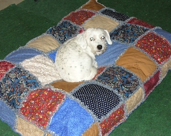 Custom Order Ashlawnfarms Rag Quilt Dog Cat Pet Bed X LARGE size