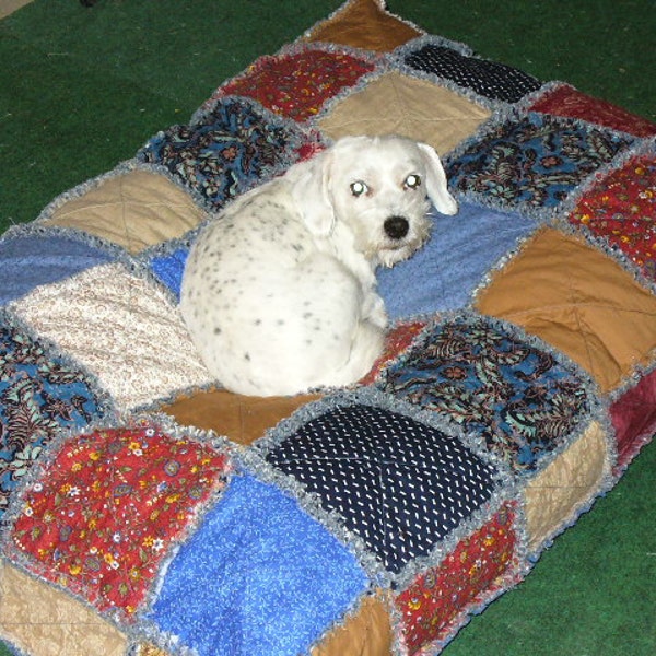 Custom Order Ashlawnfarms Rag Quilt Dog Cat Pet Bed X LARGE size