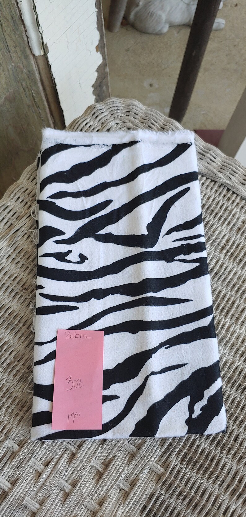 Destash Flannel Black and White Zebra Print 17 inches x 42 inches image 1