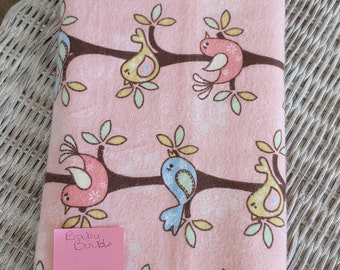 Destash Flannel Baby Birds on Peach Print 25 inches x 42 inches
