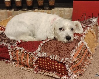 Custom Order Ashlawnfarms Rag Quilt Dog Cat Pet Bed MEDIUM size