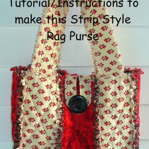 Ashlawnfarms Rag Quilt Strip Style Purse Tote Bag Tutorial Instructions PDF download image 1