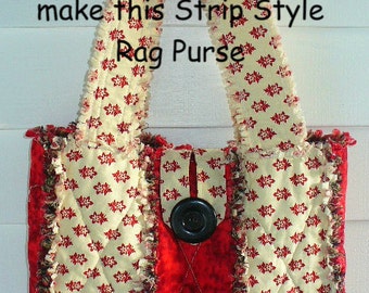 Ashlawnfarms Rag Quilt Strip Style Purse Tote Bag Tutorial Instructions PDF download