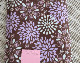 Destash Flannel Lavender Mint Starburst Floral on Brown Print 30 inches x 42 inches