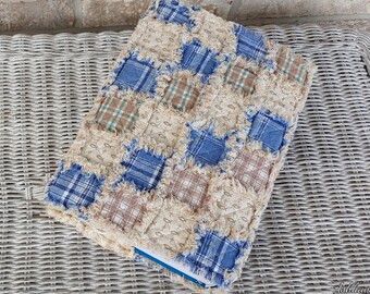 Ashlawnfarms, Homespun, Patchwork, Rag Quilted Bible Cover, Rag Quilt Bible Cover, Book Cover, Journal Cover, Ready to Ship!