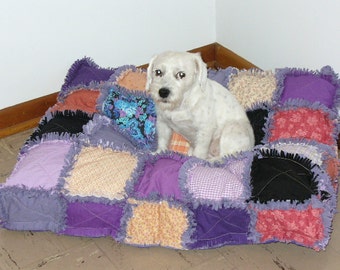 Custom Order Ashlawnfarms Rag Quilt Dog Cat Pet Bed LARGE Square size