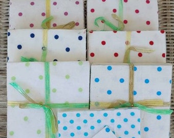 Destash 133 4 inch flannel squares Polka Dots on White 20 4" squares each bundle extras