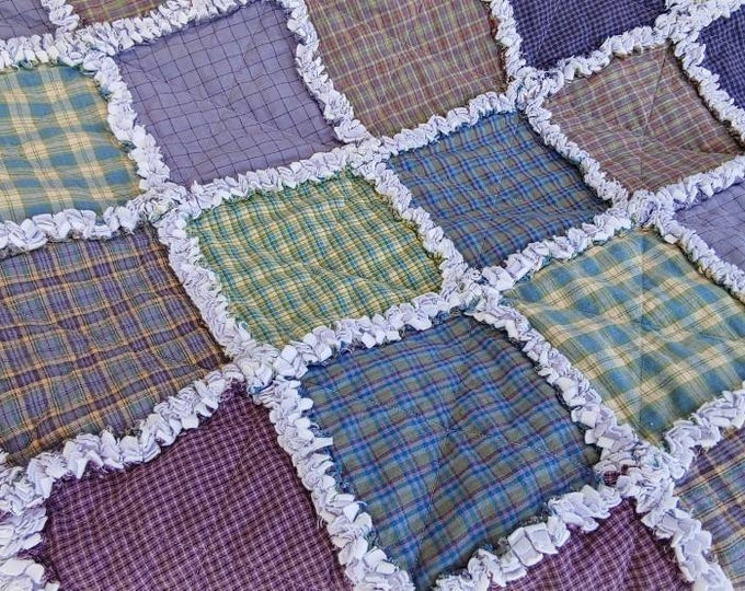 Rag Quilt Throw Size Rag Quilt Large Lap Quilt Homespun and Etsy