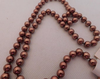 Kissaka golden brown faux pearl vintage necklace