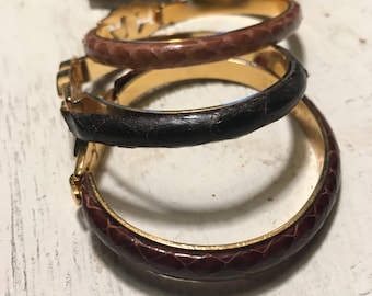 Sale Sale Vintage Gucci gold and snakeskin bangle