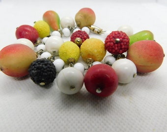 Vintage fruit salad tutty fruity charm bracelet