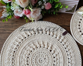 かぎ針編みのナプキン かぎ針編みの丸いポリエステルナプキン ディナーテーブルセッティング用のかぎ針編みナプキン デザイナーのかぎ針編みナプキン ヴィンテージスタイルのかぎ針編みナプキン
