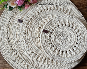 Crochet napkin set Set of crocheted round polyester napkinsSet of crocheted napkins for dining table settingCrochet napkins in vintage style