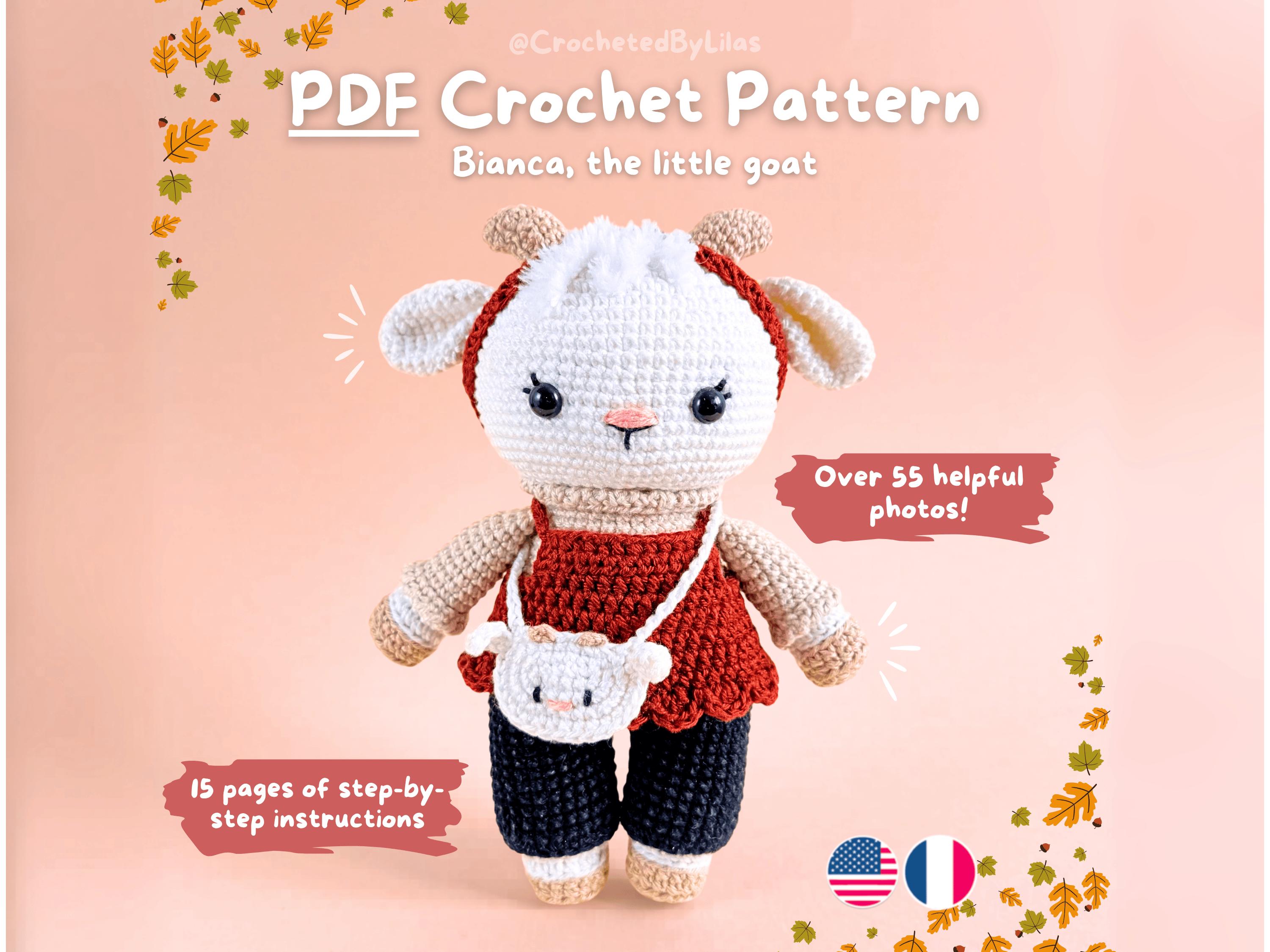 Goat Crochet Pattern PDF – Amigurumi Goat with Clothes and Bag