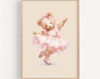 dancing bear pink dress Teddy Bear Dancing In Pink Dress Sticker 2.5" x 2" (AS)