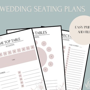 Printable Event Seating Chart Template, Wedding Seating Planner, Top Table Plans, Reception Arrangements, Customizable Event Templates