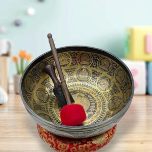 8インチの仏像彫刻シンギングボウル：サウンドヒーリングと瞑想 - Etsy