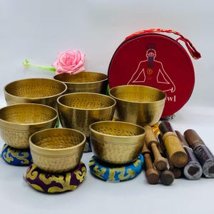 Handmade 7 Chakra Tibetan Singing Bowl Set: Meditation & Sound Healing
