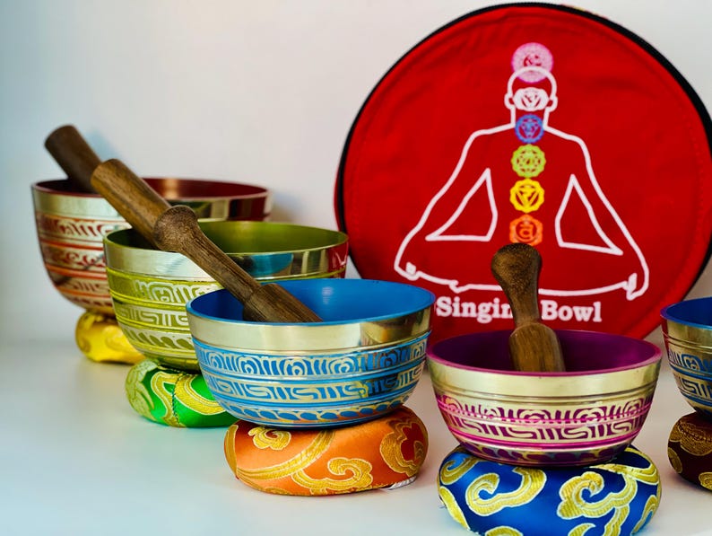 7 Chakra Singing Bowl Set | Tibetan Sound Healing Bowl for Yoga ...