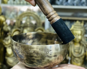 6インチ フルムーンシンギングボウル：手作りサウンドヒーリング瞑想