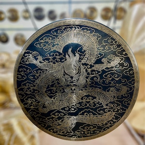 Etched Dragon Bronze Healing Gong: Sound Therapy, Meditation, Yoga