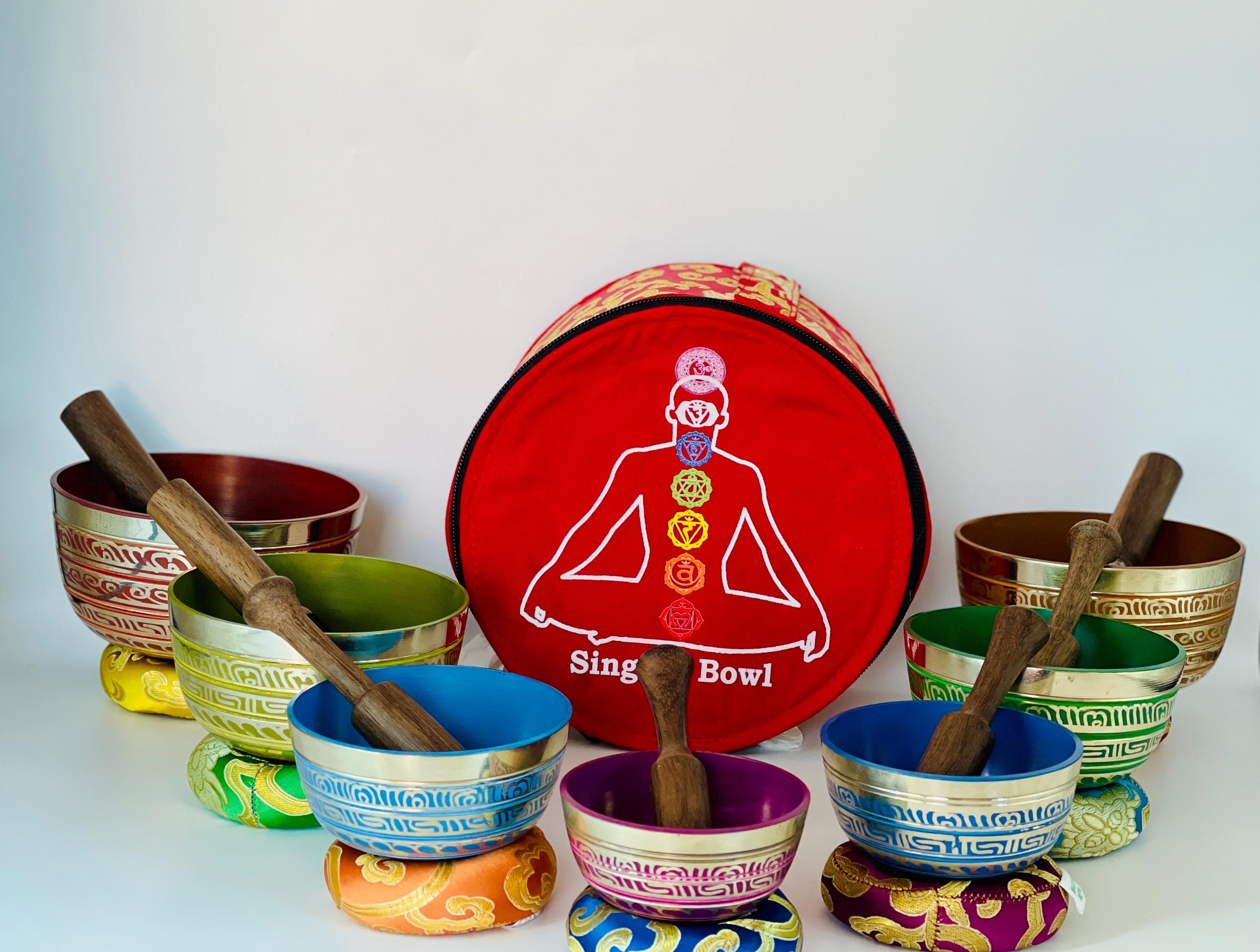 7 Chakra Singing Bowl Set | Tibetan Sound Healing Bowl for Yoga ...