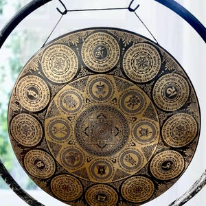 Handmade Tibetan Gong with Stand: Deep Healing Sound Therapy from Nepal