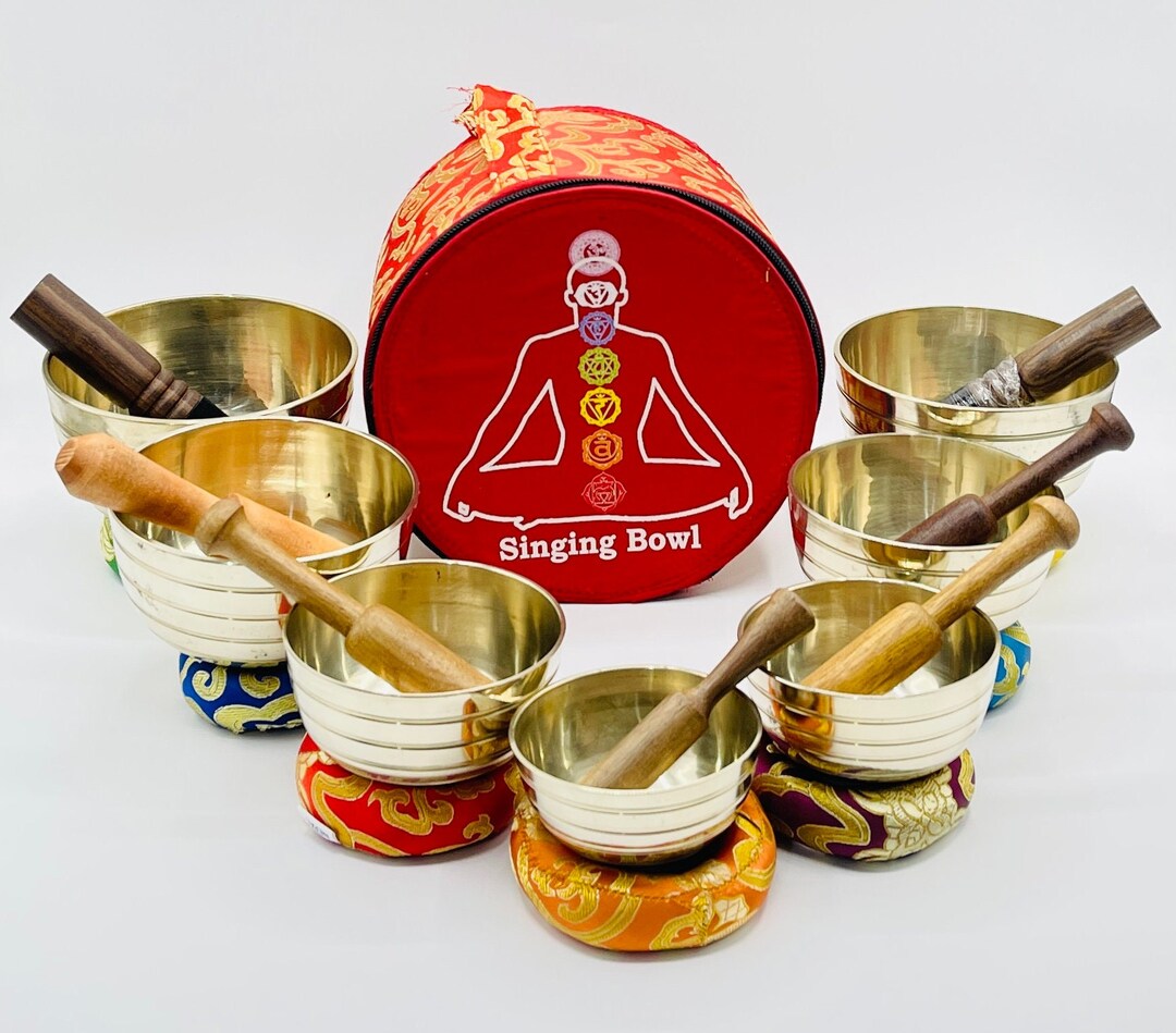 7 Chakra Singing Bowl Set | Tibetan Sound Healing Bowl for Yoga ...