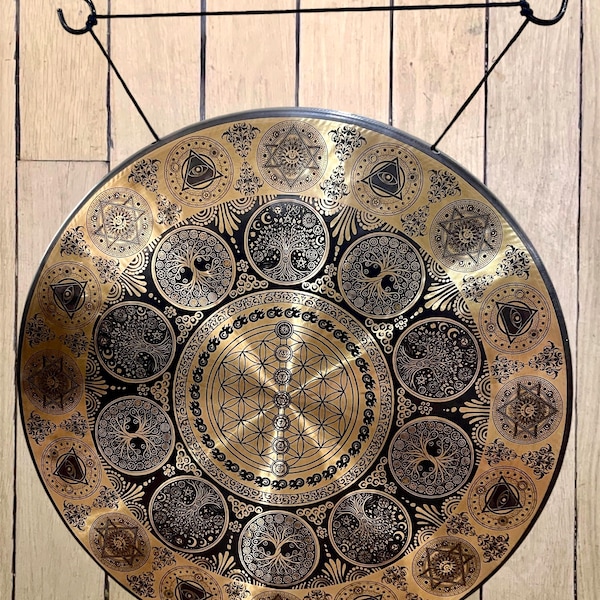 Authentieke handgemaakte klankhealinggong – diepe resonantie chakra-meditatiegong uit Nepal