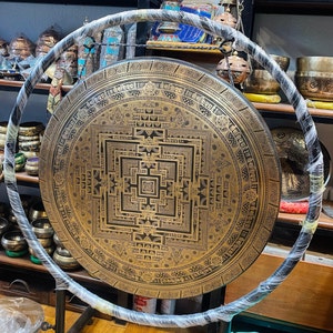 Large Carved Tibetan Gong: Deep Resonating Sound, Meditation, Sound Therapy (50-100cm)