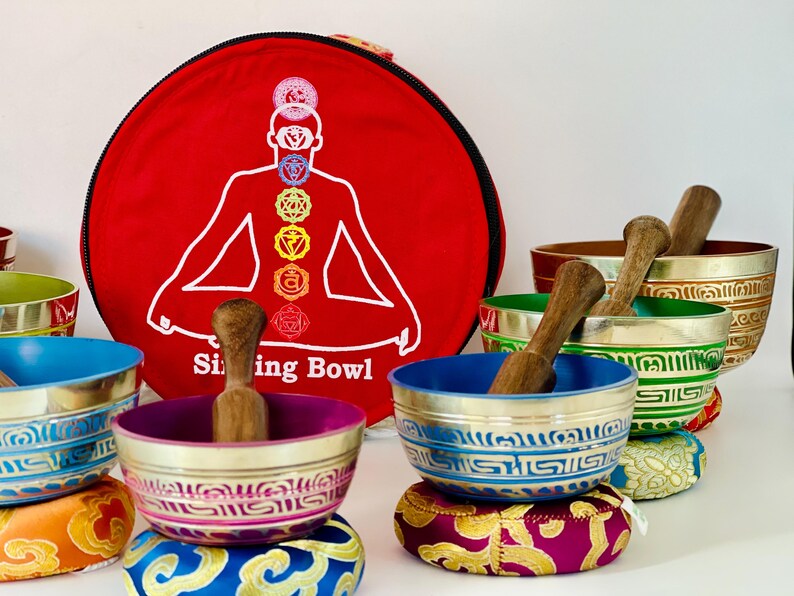7 Chakra Singing Bowl Set | Tibetan Sound Healing Bowl for Yoga ...