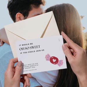 Modello di invito per biglietti di nozze "Sweet Heart" / Salva la data / RSVP / Busta coordinata / Matrimonio rosa carino / Invito digitale e cartaceo